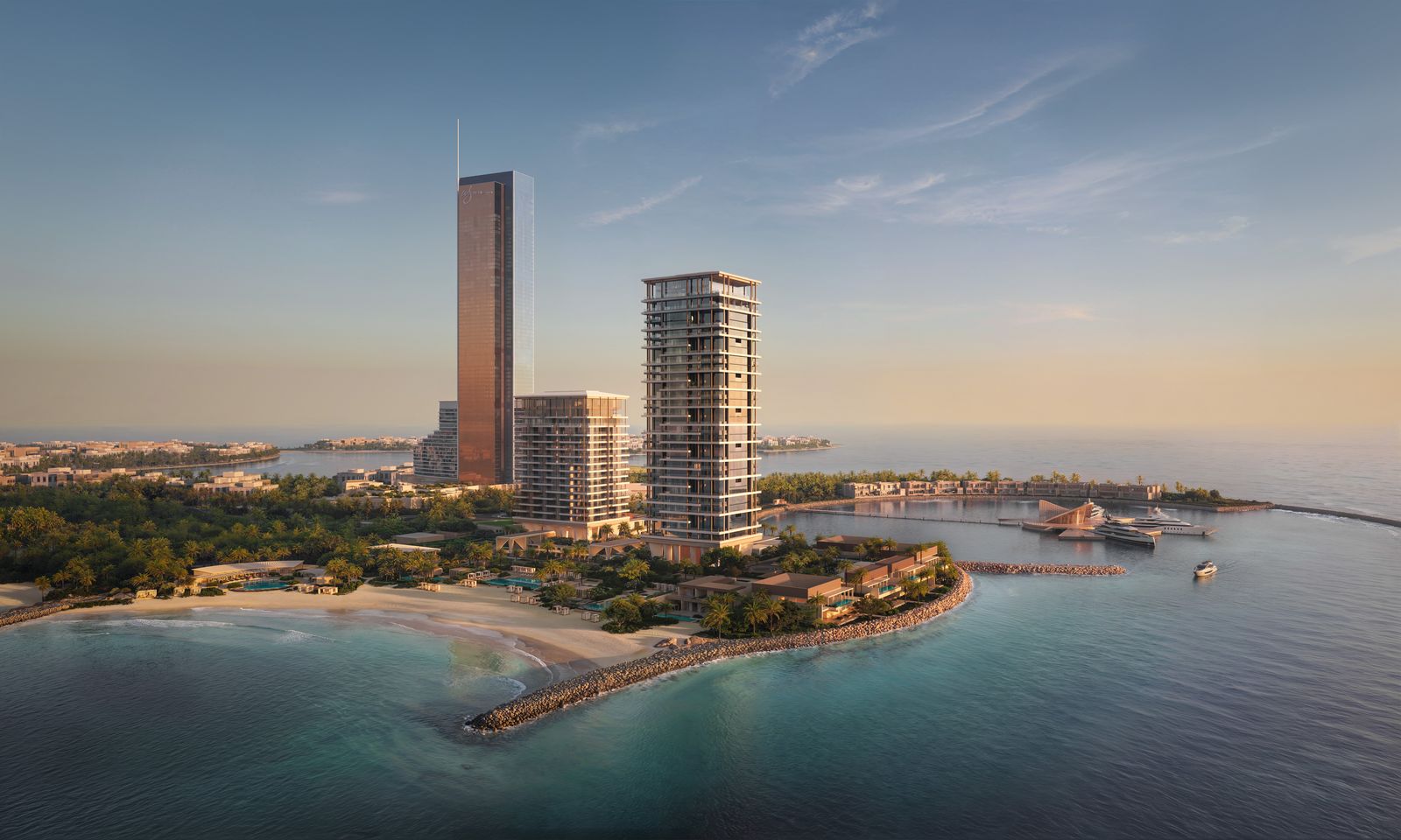 Aerial view of Janu Al Marjan Island on the shore of Al Marjan Island, Ras Al Khaimah. Image: Janu / Petrie PR.