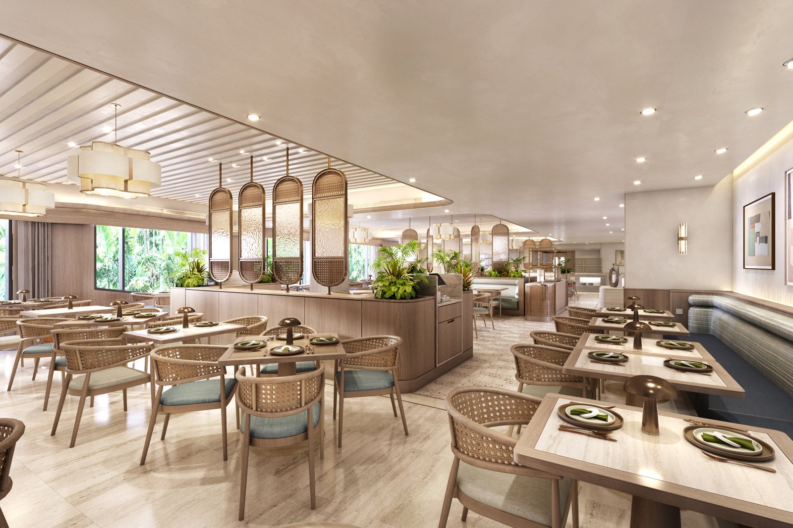 Rendering of an all-day dining space at The Hari Singapore
