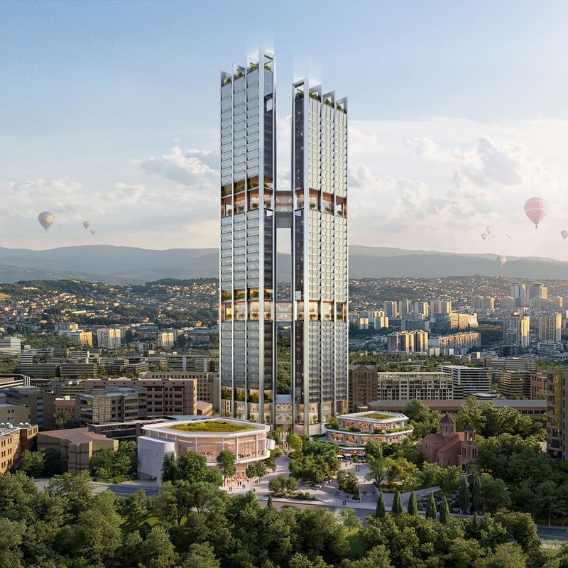 Twin Towers and Three Bridges: Foster + Partners Revives the Garden-City Ideal in Yerevan